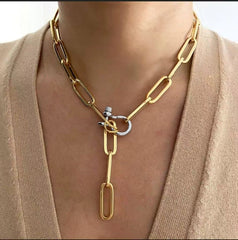 Nexo Doré | Collar Dorado de Eslabones con Broche Plateado