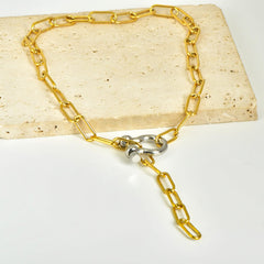 Nexo Doré | Collar Dorado de Eslabones con Broche Plateado