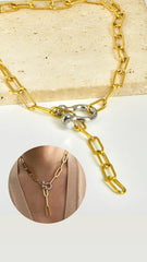 Nexo Doré | Collar Dorado de Eslabones con Broche Plateado