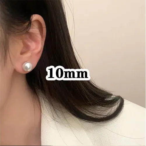 aretes de perla tipo stud en look sofisticado tamaño 10mm