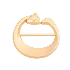 Anillo para pañoletas Foxy dorado con diseño de zorro sobre fondo blanco.