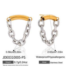 Medidas y dimensiones de los aretes bicolor Pulso de argolla con cadena