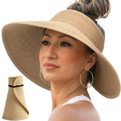 visera de fibra natural color arena ideal para playa y vacaciones
